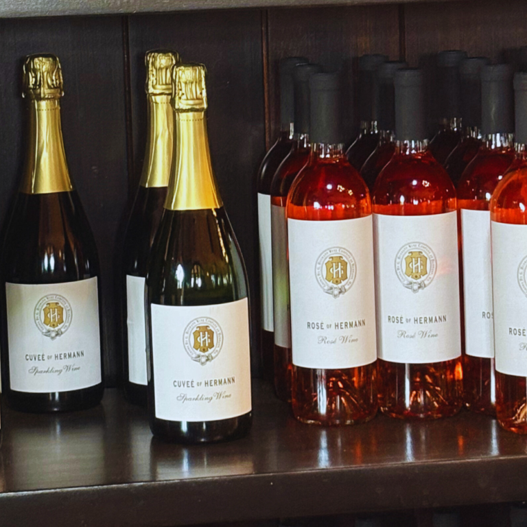 Hermann Wine bottles on Shelf