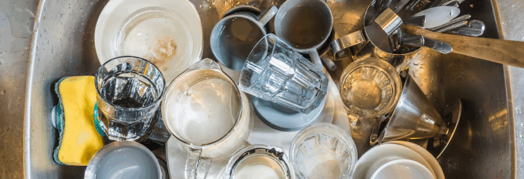 Dirty dishes in sink
