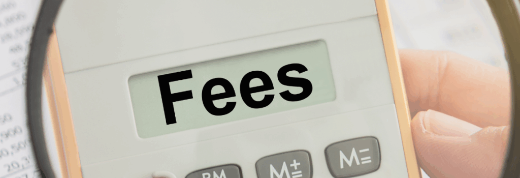 Calculator showing the word "fees"