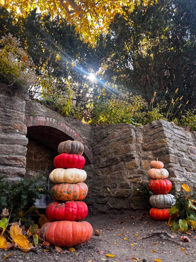 Pumpkin decorations in beautiful autumn in Hermann, MO