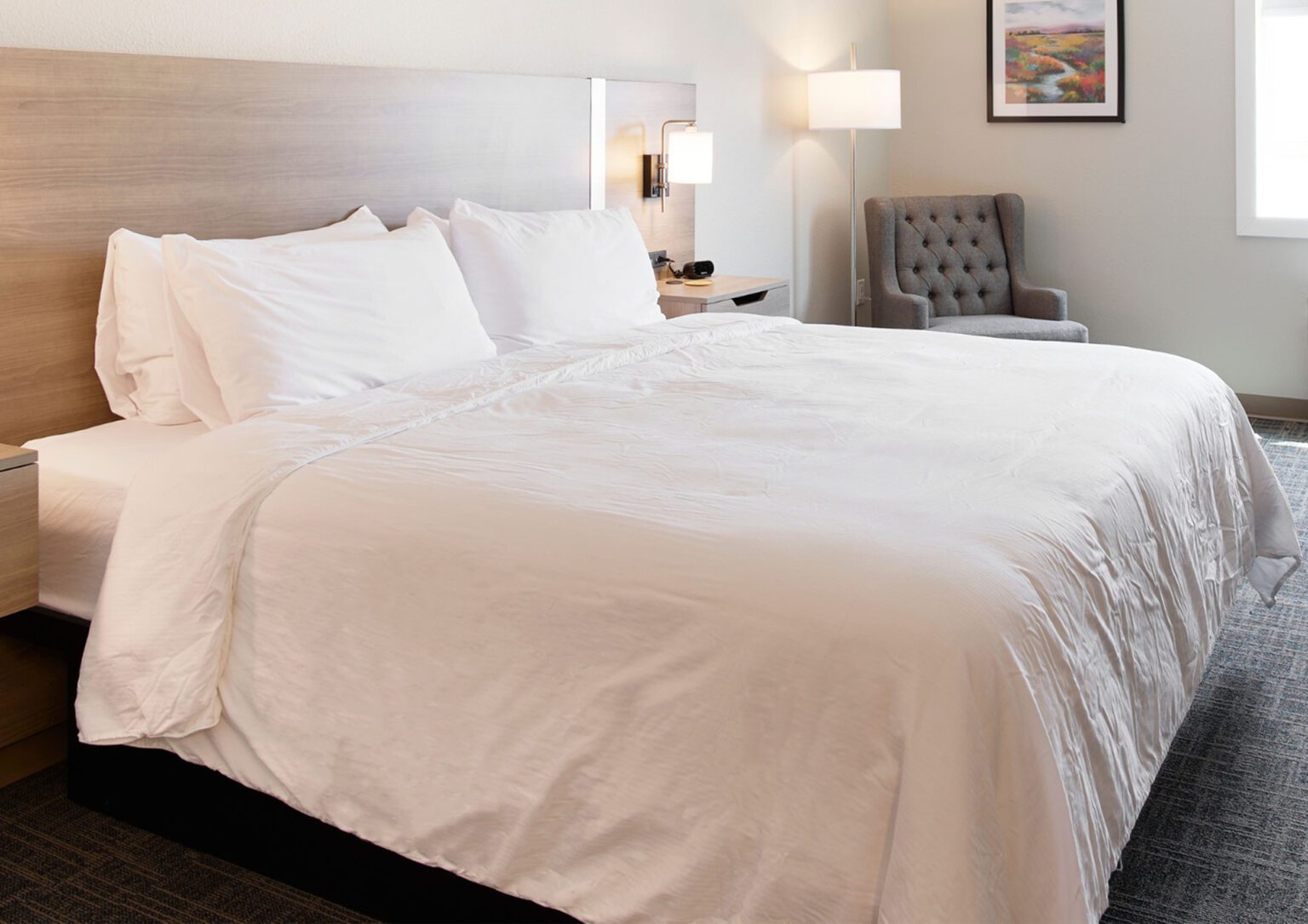 King Bedroom with White Bedspread